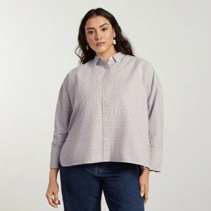 BRAND NEW Boxy Oxford shirt in Purple Gingham from Everlane in SZ Medium